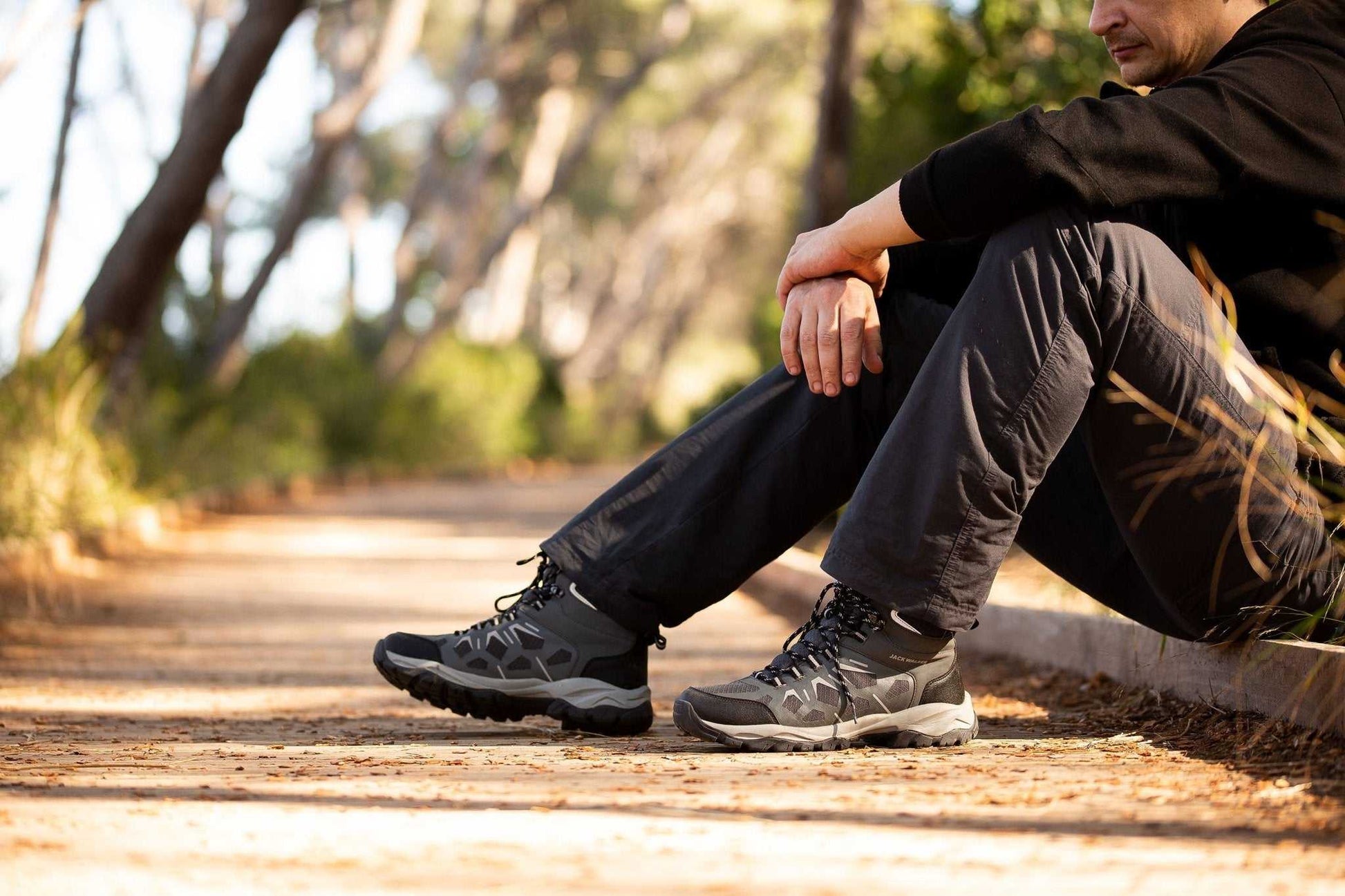 Jack Walker Mens Walking Boots Lightweight Vent Breathable Hiking Trekking Shoes JW9955 - Jack Walker